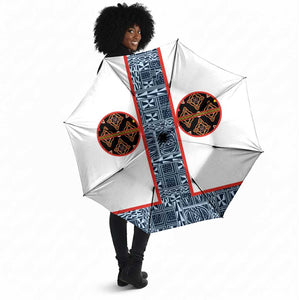 Cameroon Traditional Toghu Pattern Umbrella African Tribal Ndop Geometric Design