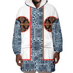 Cameroon Traditional Toghu Pattern Wearable Blanket Hoodie African Tribal Ndop Geometric Design