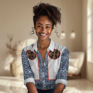 Cameroon Traditional Toghu Pattern Women Casual Shirt African Tribal Ndop Geometric Design