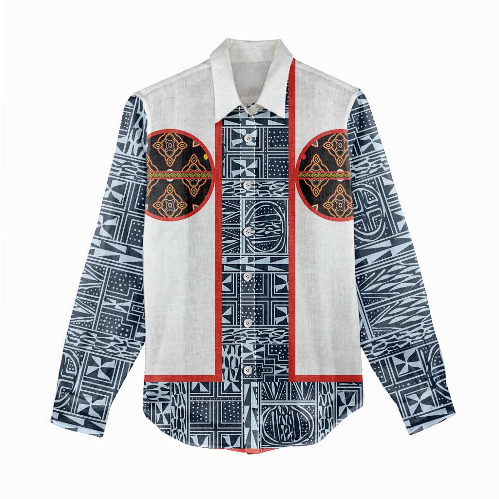 Cameroon Traditional Toghu Pattern Women Casual Shirt African Tribal Ndop Geometric Design