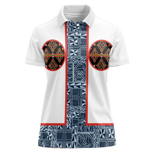 Cameroon Traditional Toghu Pattern Women Polo Shirt African Tribal Ndop Geometric Design