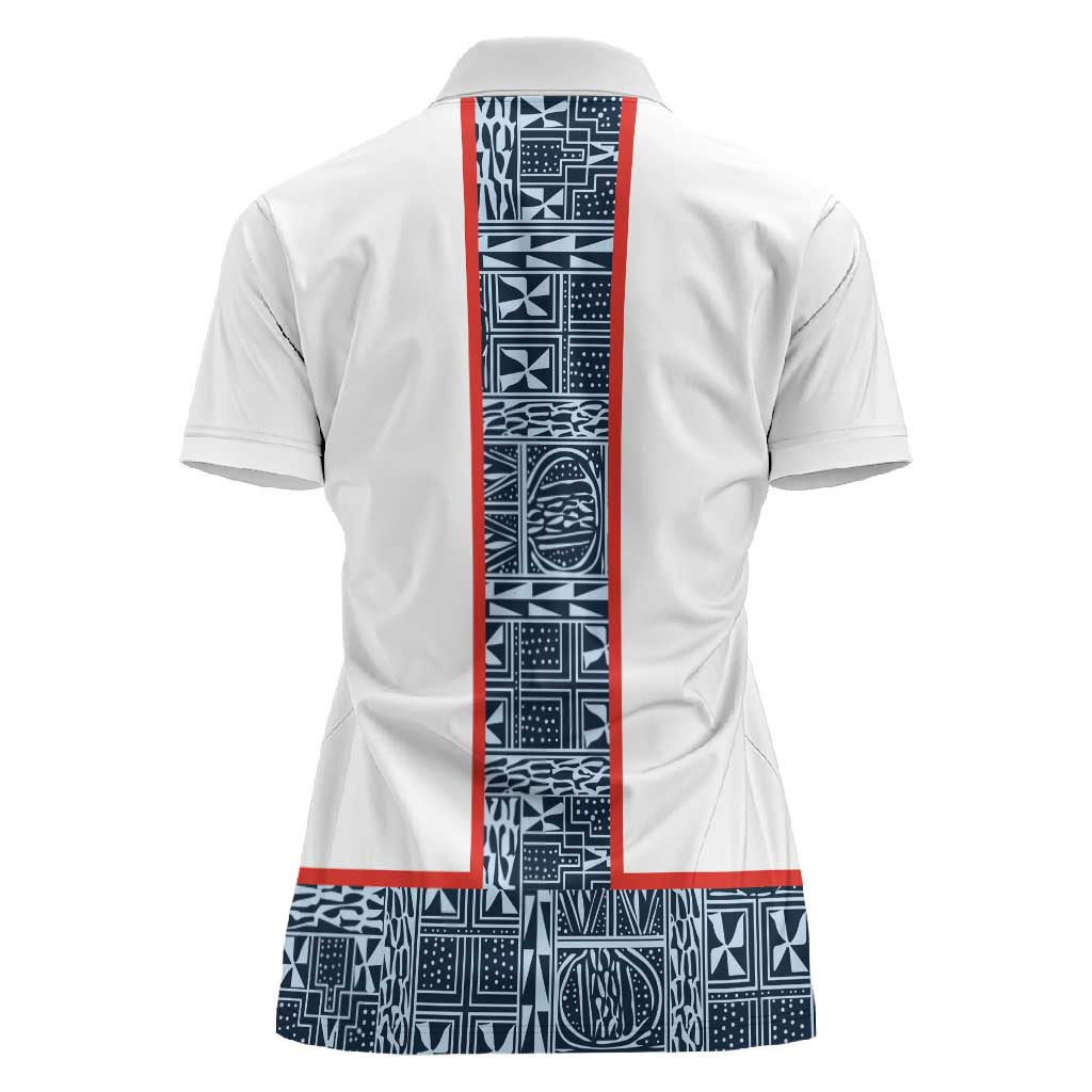 Cameroon Traditional Toghu Pattern Women Polo Shirt African Tribal Ndop Geometric Design