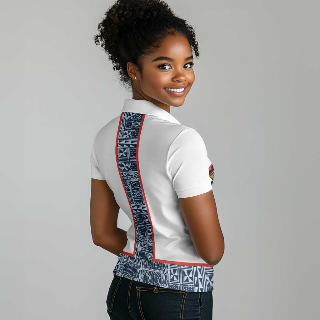 Cameroon Traditional Toghu Pattern Women Polo Shirt African Tribal Ndop Geometric Design