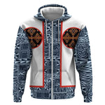Cameroon Traditional Toghu Pattern Zip Hoodie African Tribal Ndop Geometric Design
