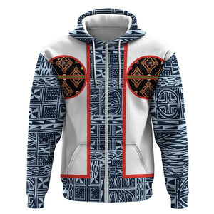 Cameroon Traditional Toghu Pattern Zip Hoodie African Tribal Ndop Geometric Design