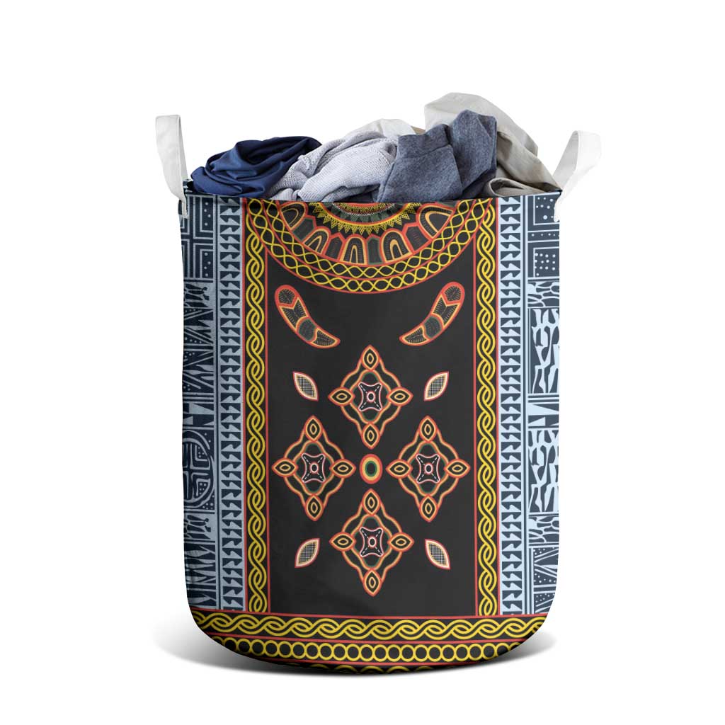 Cameroon Bamileke Toghu Pattern Laundry Basket Bamenda Royal Cultural Design