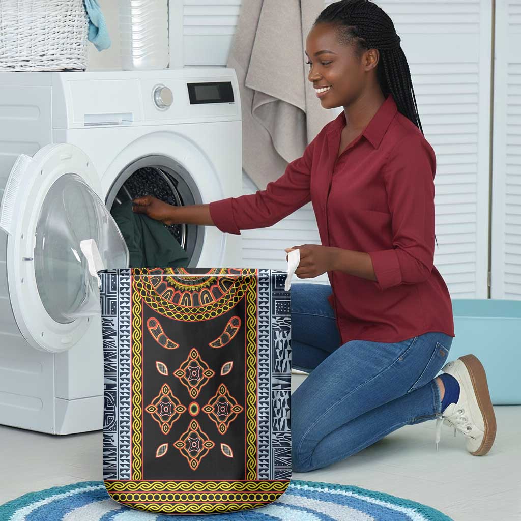 Cameroon Bamileke Toghu Pattern Laundry Basket Bamenda Royal Cultural Design