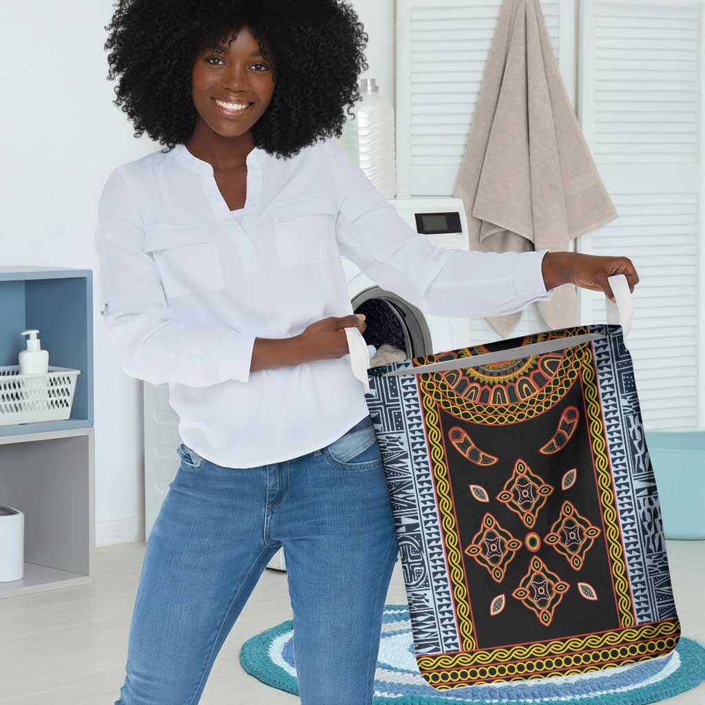 Cameroon Bamileke Toghu Pattern Laundry Basket Bamenda Royal Cultural Design