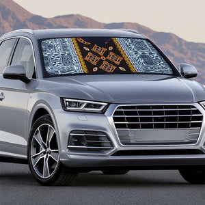 Cameroon Bamileke Toghu Pattern Auto Sun Shade Bamenda Royal Cultural Design