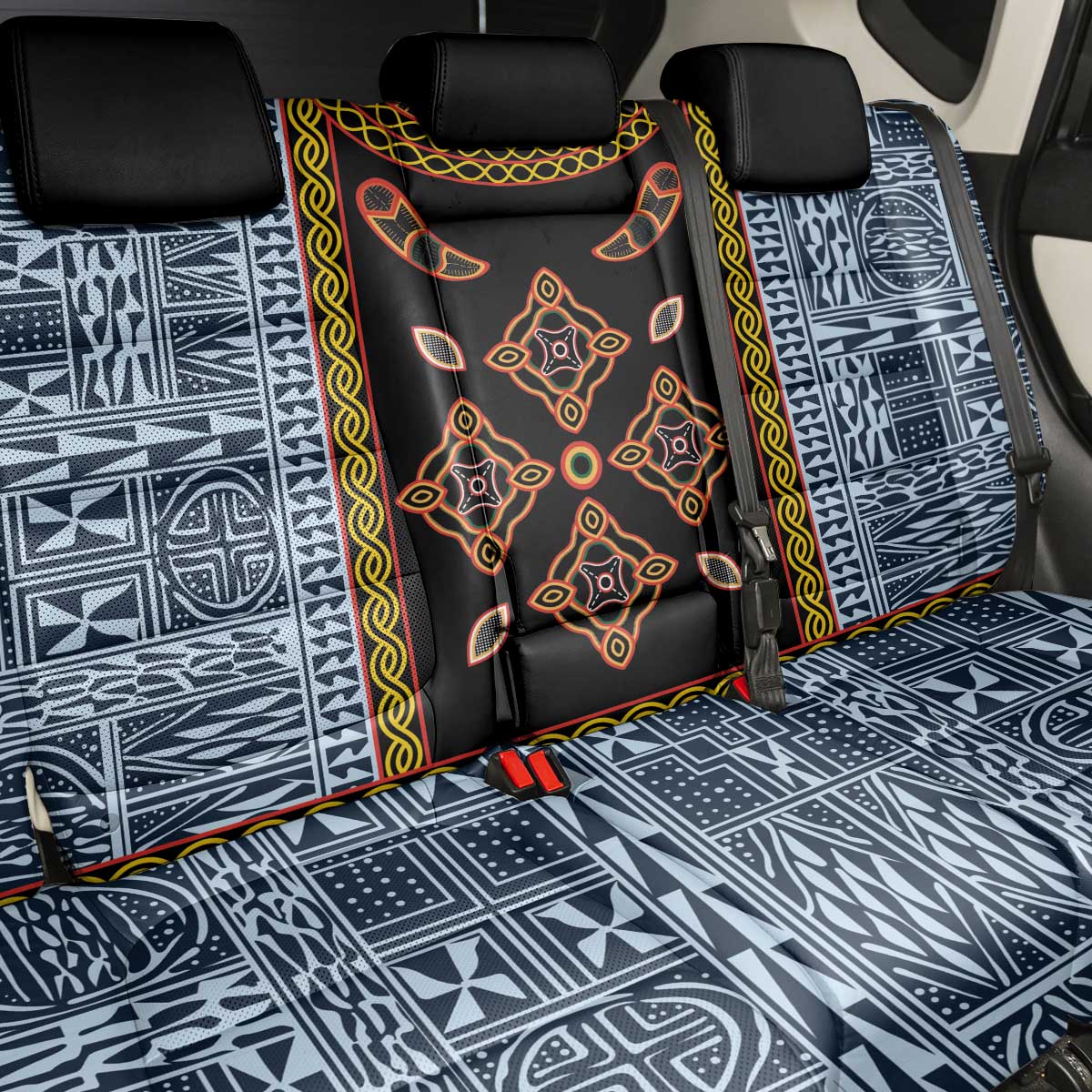 Cameroon Bamileke Toghu Pattern Back Car Seat Cover Bamenda Royal Cultural Design