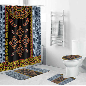 Cameroon Bamileke Toghu Pattern Bathroom Set Bamenda Royal Cultural Design