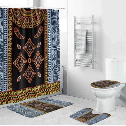 Cameroon Bamileke Toghu Pattern Bathroom Set Bamenda Royal Cultural Design