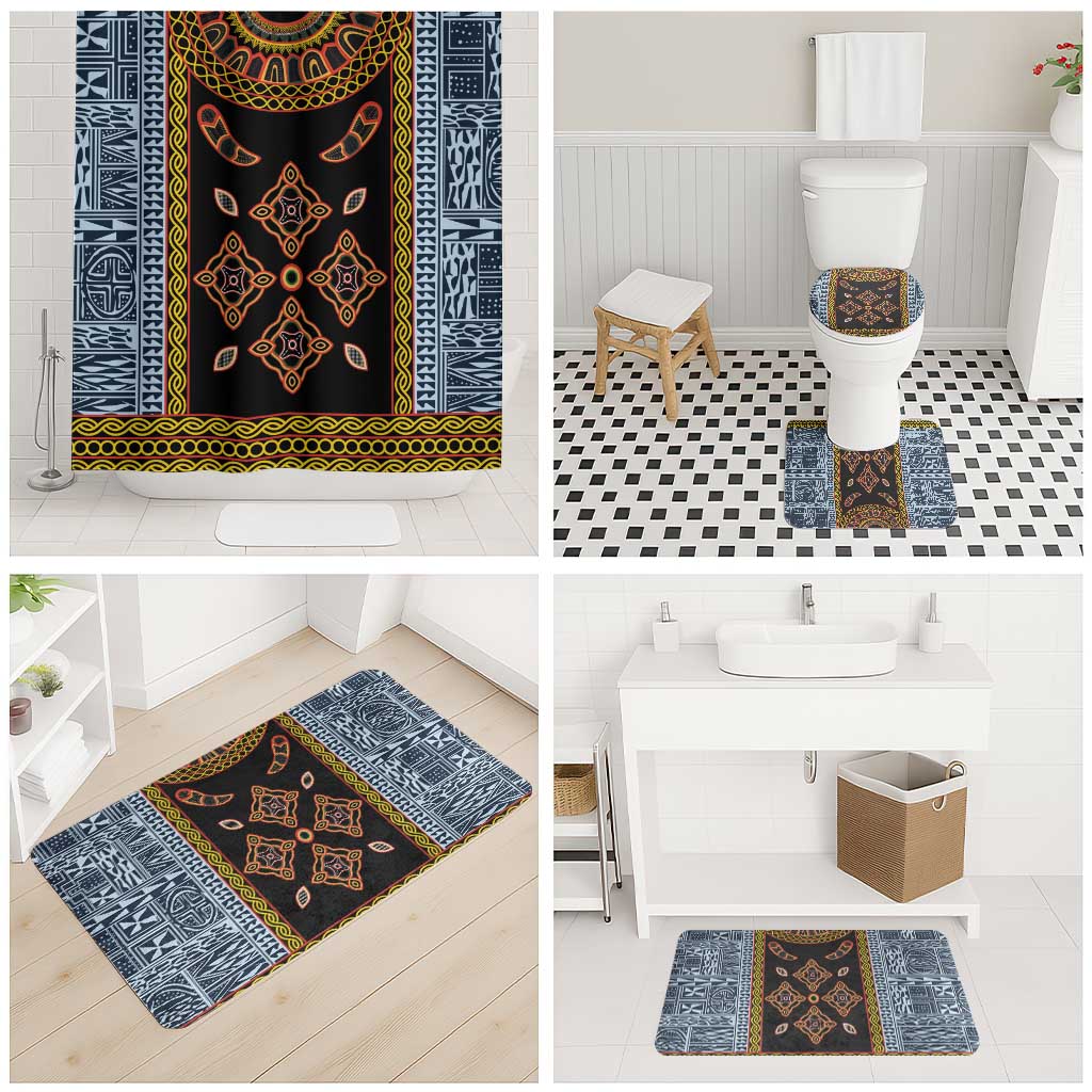 Cameroon Bamileke Toghu Pattern Bathroom Set Bamenda Royal Cultural Design
