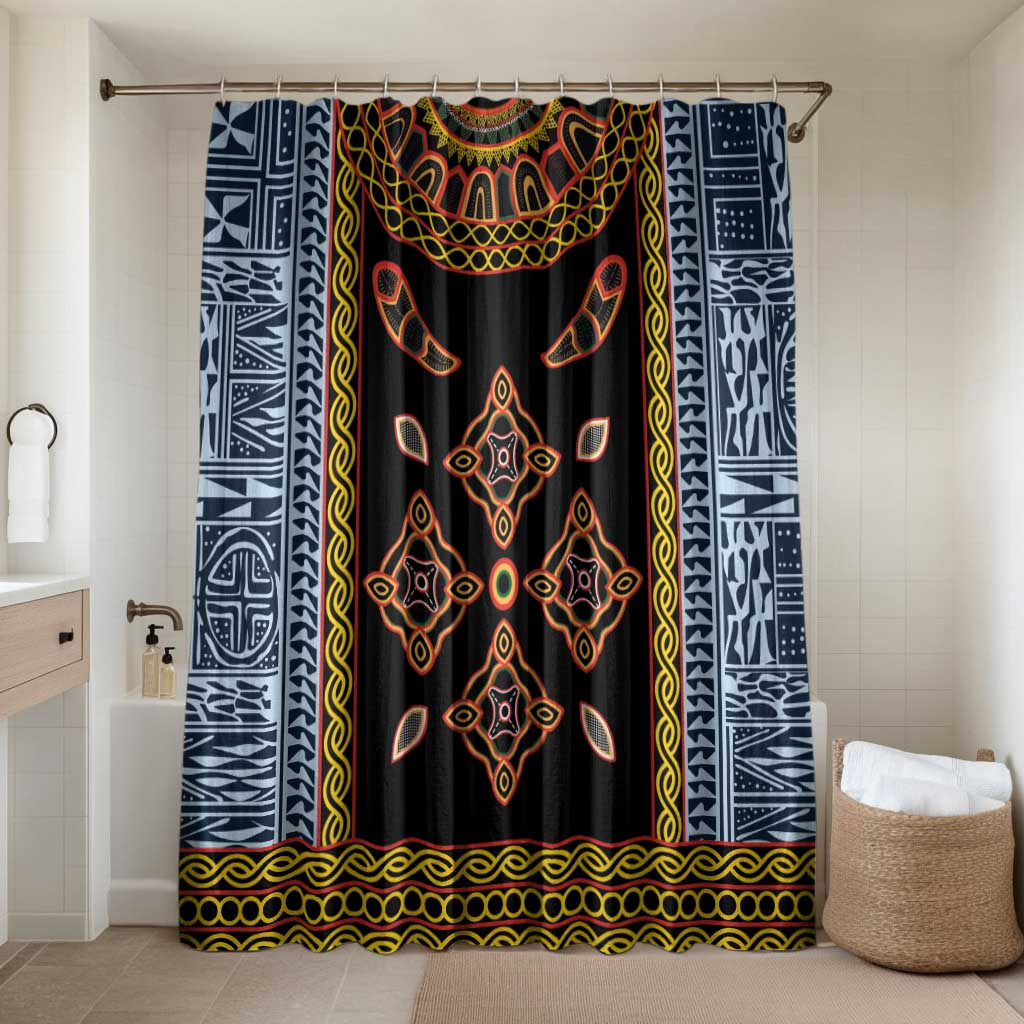 Cameroon Bamileke Toghu Pattern Bathroom Set Bamenda Royal Cultural Design