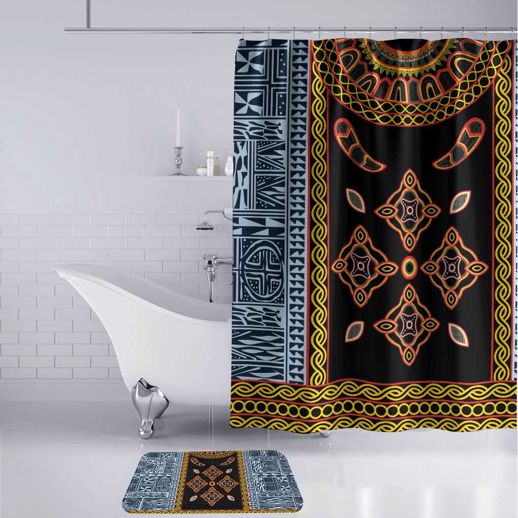 Cameroon Bamileke Toghu Pattern Bathroom Set Bamenda Royal Cultural Design