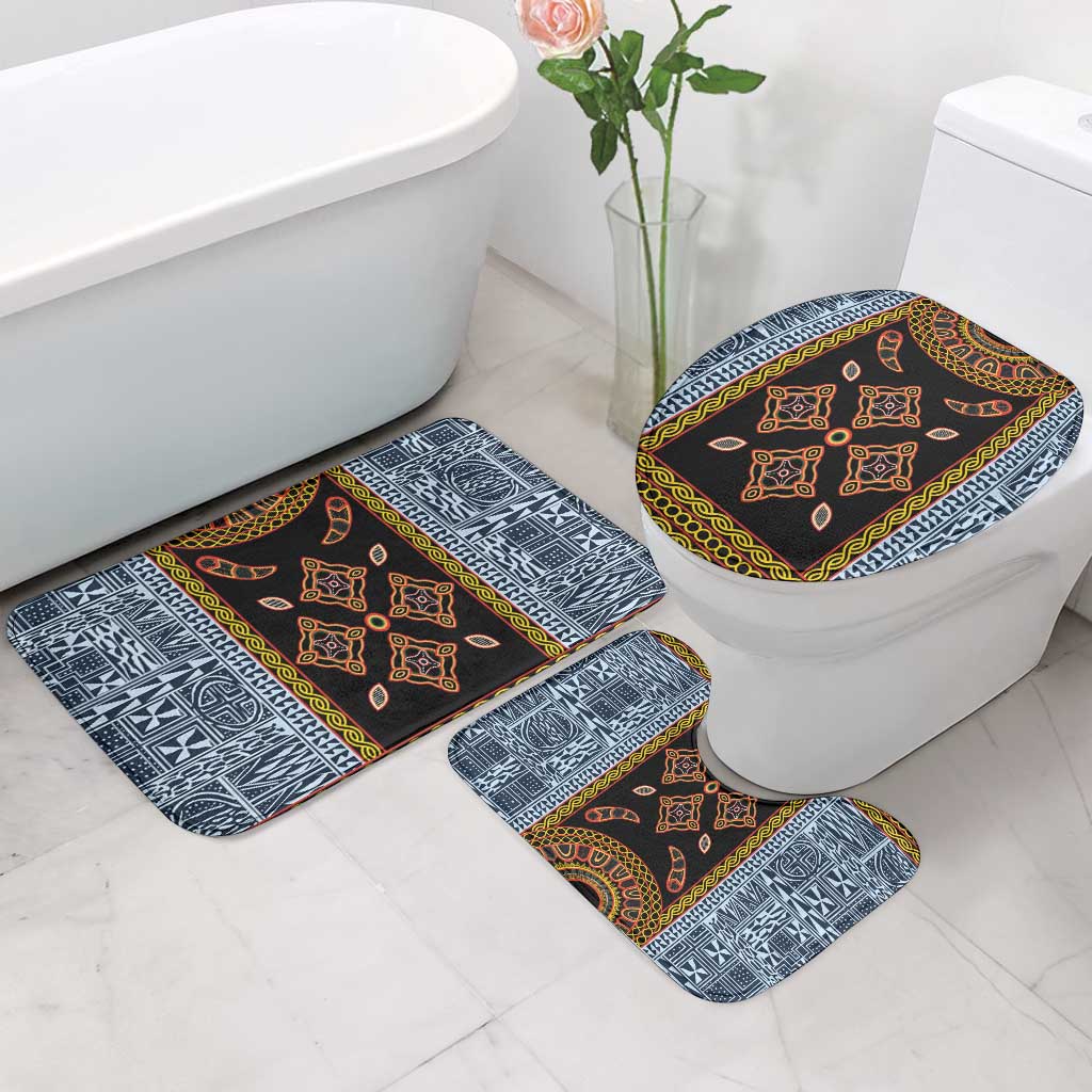 Cameroon Bamileke Toghu Pattern Bathroom Set Bamenda Royal Cultural Design