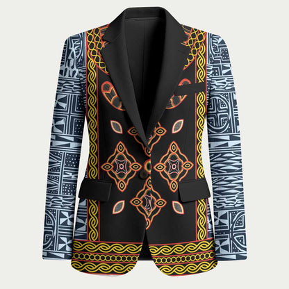 Cameroon Bamileke Toghu Pattern Blazer Bamenda Royal Cultural Design