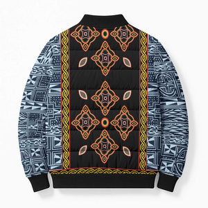 Cameroon Bamileke Toghu Pattern Bomber Puffer Jacket Bamenda Royal Cultural Design