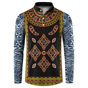 Cameroon Bamileke Toghu Pattern Button Sweatshirt Bamenda Royal Cultural Design