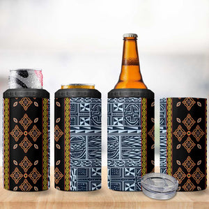 Cameroon Bamileke Toghu Pattern 4 in 1 Can Cooler Tumbler Bamenda Royal Cultural Design