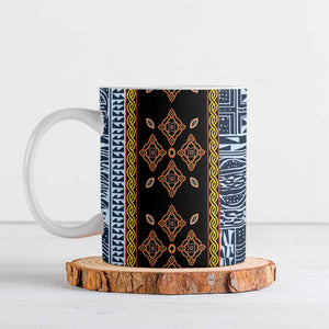 Cameroon Bamileke Toghu Pattern Ceramic Mug Bamenda Royal Cultural Design