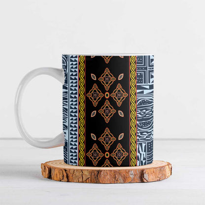 Cameroon Bamileke Toghu Pattern Ceramic Mug Bamenda Royal Cultural Design