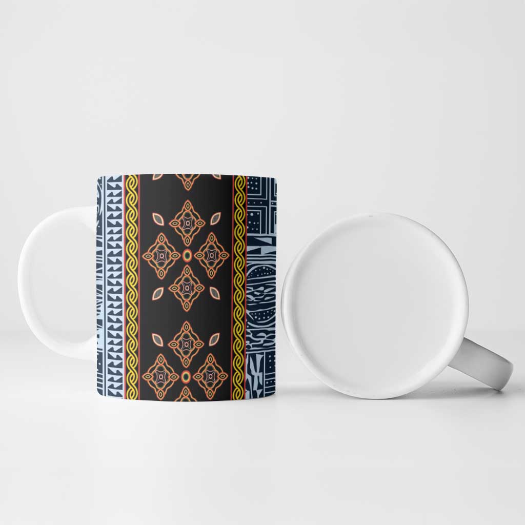 Cameroon Bamileke Toghu Pattern Ceramic Mug Bamenda Royal Cultural Design