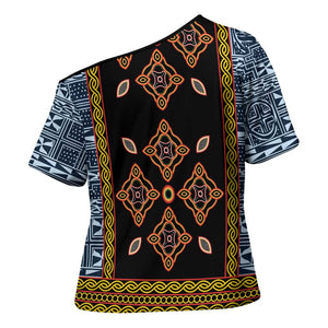 Cameroon Bamileke Toghu Pattern Cross Shoulder Shirt Bamenda Royal Cultural Design
