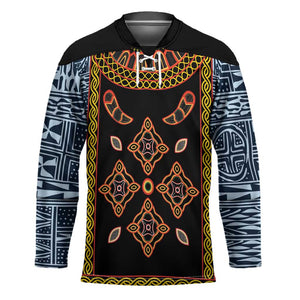 Cameroon Bamileke Toghu Pattern Hockey Jersey Bamenda Royal Cultural Design