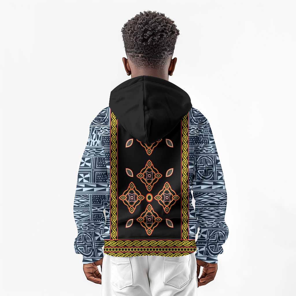 Cameroon Bamileke Toghu Pattern Kid Hoodie Bamenda Royal Cultural Design