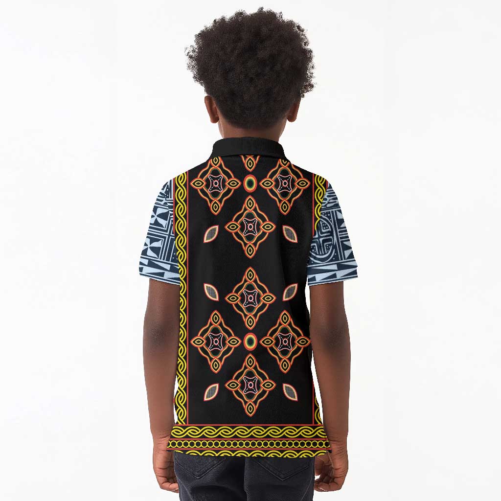 Cameroon Bamileke Toghu Pattern Kid Polo Shirt Bamenda Royal Cultural Design