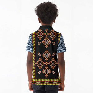 Cameroon Bamileke Toghu Pattern Kid Polo Shirt Bamenda Royal Cultural Design