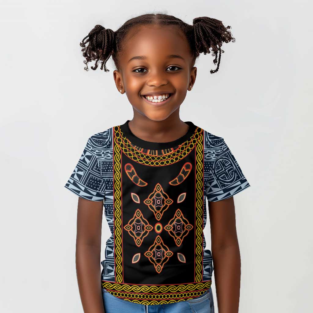 Cameroon Bamileke Toghu Pattern Kid T shirt Bamenda Royal Cultural Design