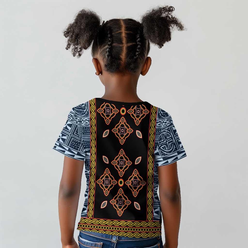 Cameroon Bamileke Toghu Pattern Kid T shirt Bamenda Royal Cultural Design