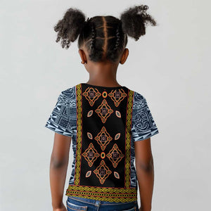 Cameroon Bamileke Toghu Pattern Kid T shirt Bamenda Royal Cultural Design