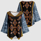 Cameroon Bamileke Toghu Pattern Kimono Sleeve Blouse Bamenda Royal Cultural Design
