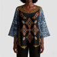 Cameroon Bamileke Toghu Pattern Kimono Sleeve Blouse Bamenda Royal Cultural Design