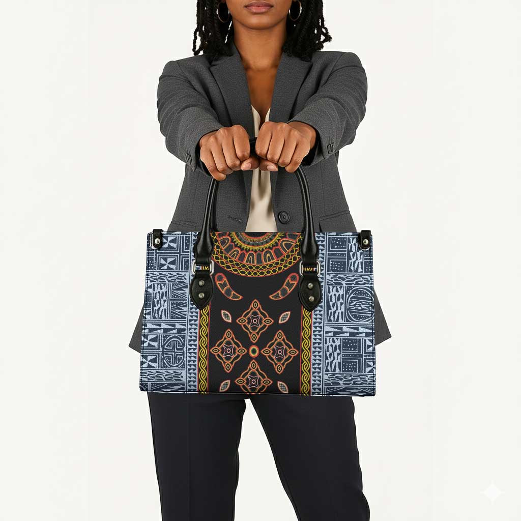 Cameroon Bamileke Toghu Pattern Leather Bag Bamenda Royal Cultural Design