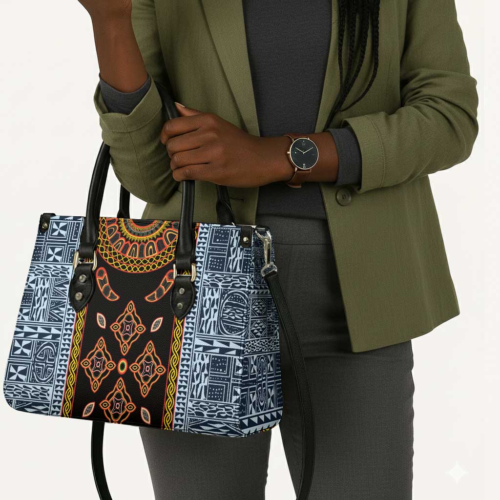 Cameroon Bamileke Toghu Pattern Leather Bag Bamenda Royal Cultural Design