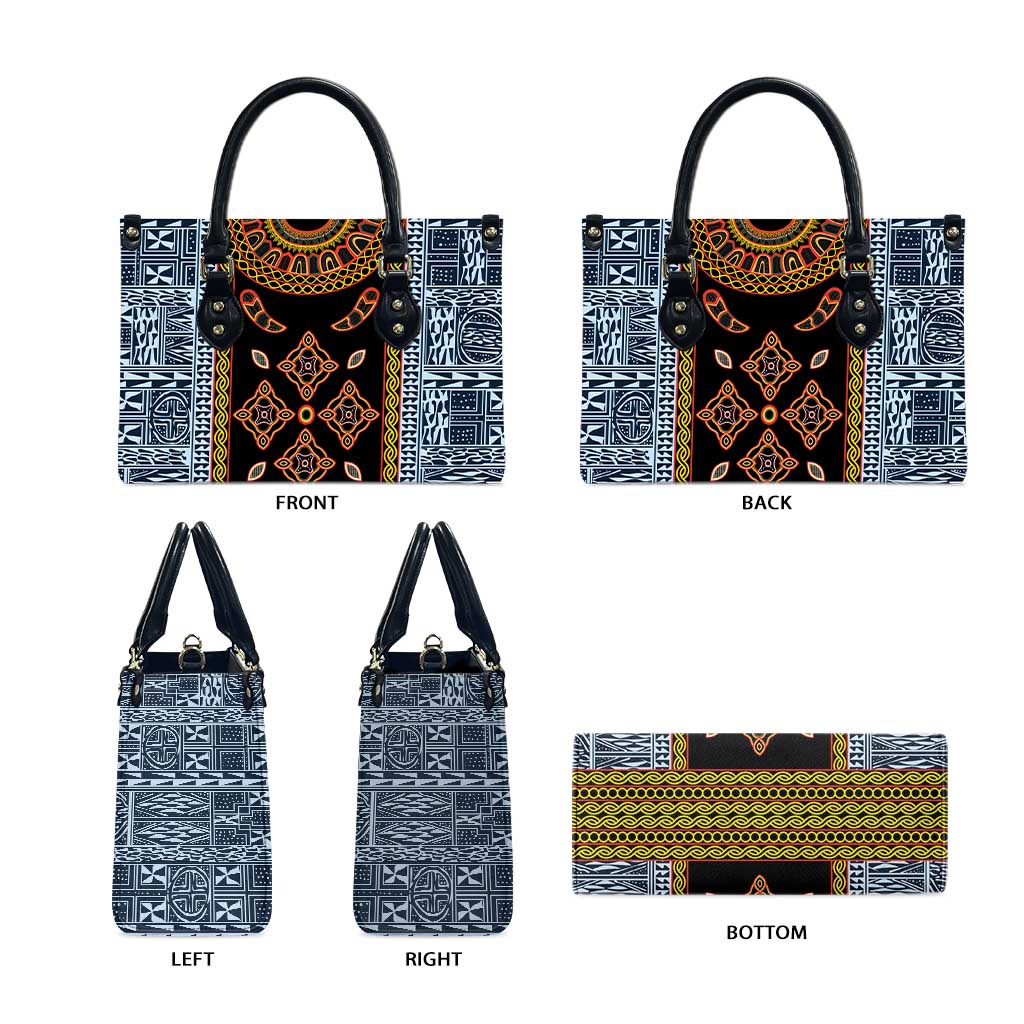 Cameroon Bamileke Toghu Pattern Leather Bag Bamenda Royal Cultural Design