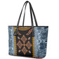 Cameroon Bamileke Toghu Pattern Leather Tote Bag Bamenda Royal Cultural Design