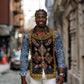 Cameroon Bamileke Toghu Pattern Long Sleeve Button Shirt Bamenda Royal Cultural Design