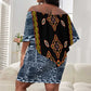 Cameroon Bamileke Toghu Pattern Off Shoulder Short Dress Bamenda Royal Cultural Design