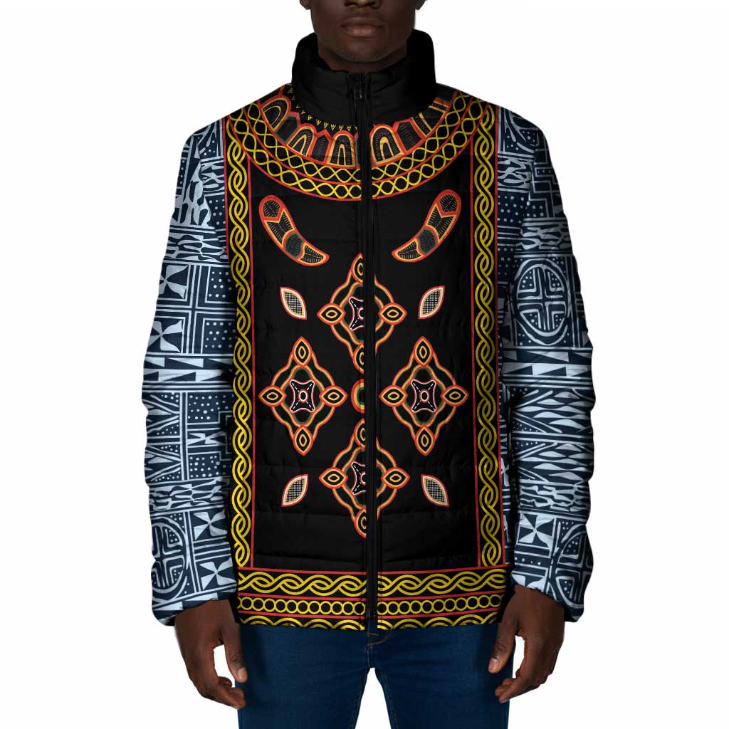 Cameroon Bamileke Toghu Pattern Padded Jacket Bamenda Royal Cultural Design