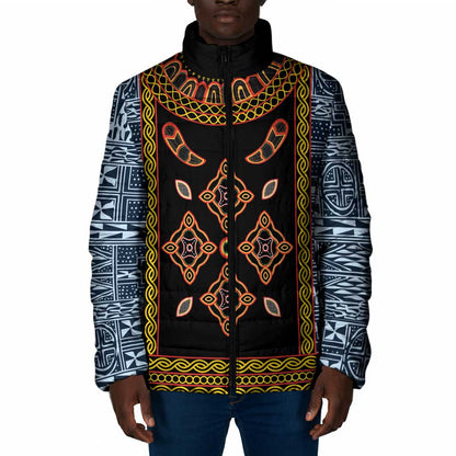 Cameroon Bamileke Toghu Pattern Padded Jacket Bamenda Royal Cultural Design