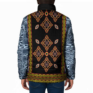 Cameroon Bamileke Toghu Pattern Padded Jacket Bamenda Royal Cultural Design