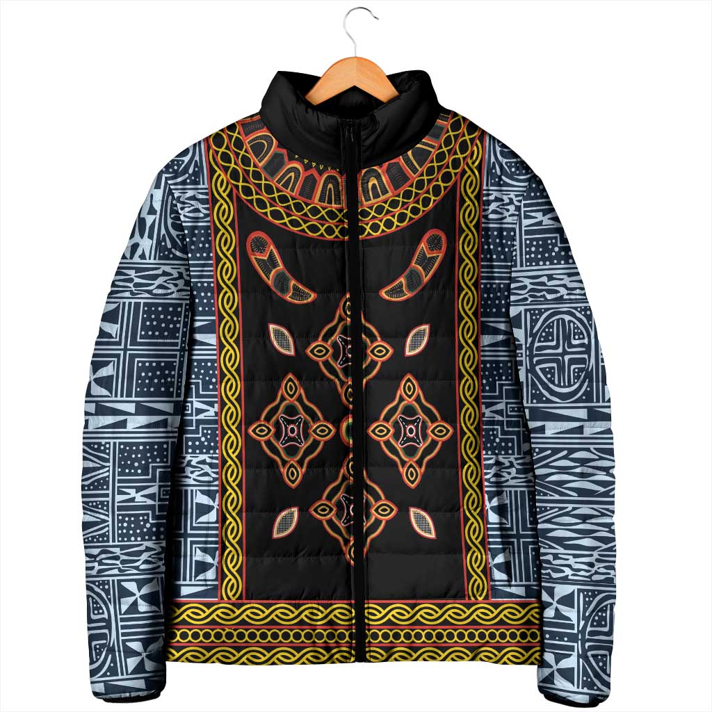 Cameroon Bamileke Toghu Pattern Padded Jacket Bamenda Royal Cultural Design