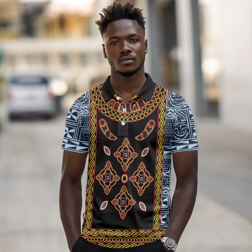 Cameroon Bamileke Toghu Pattern Polo Shirt Bamenda Royal Cultural Design