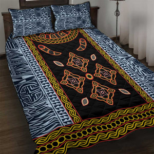 Cameroon Bamileke Toghu Pattern Quilt Bed Set Bamenda Royal Cultural Design
