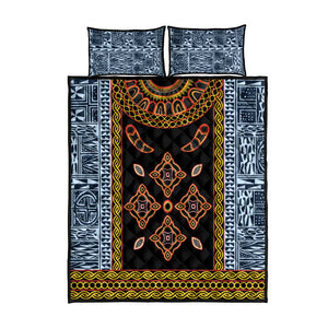 Cameroon Bamileke Toghu Pattern Quilt Bed Set Bamenda Royal Cultural Design